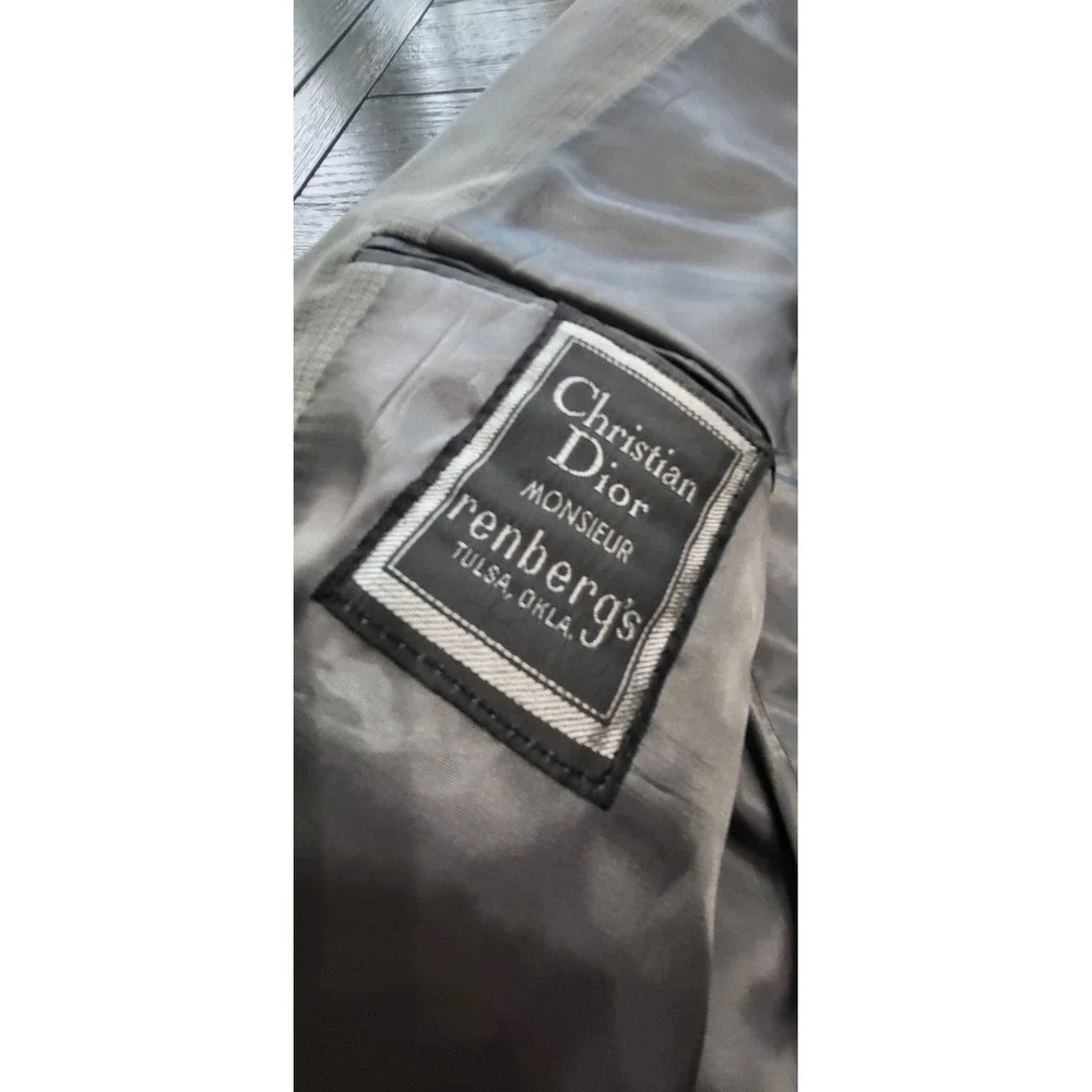 Christian Dior Monsieur Gray Wool 2Pc 40L Suit Blazer Pants Vintage USA Tailored